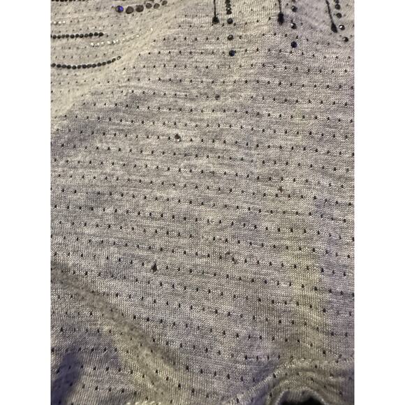 Harley Davidson Rhinestone Lace Hem Tank Top Womens Large Gray Tiered Biker Chic - Picture 2 of 10